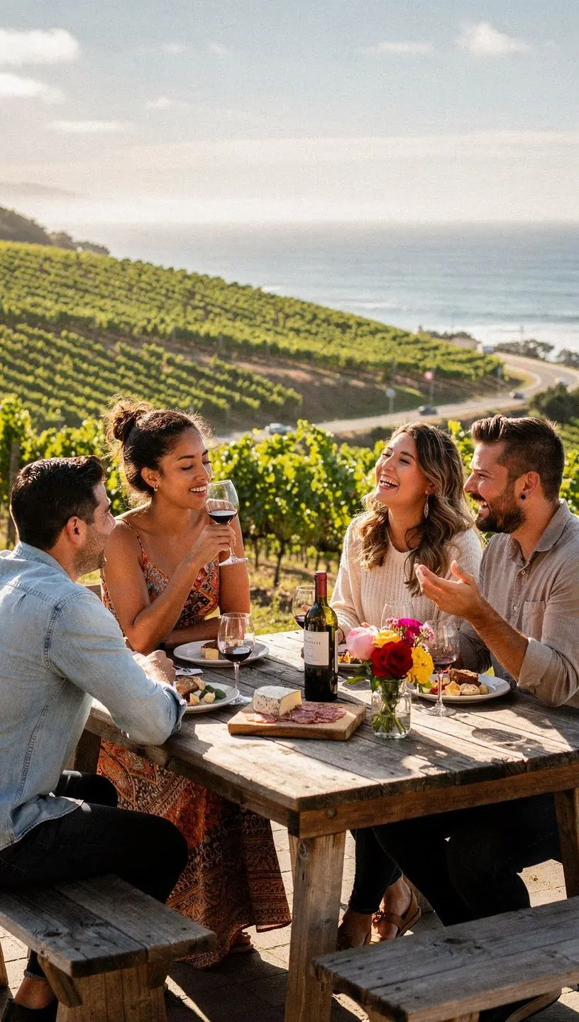 Пейзаж с высоких скал, открывающий великолепный вид на Тихий океан и пляжи вдоль побережья.