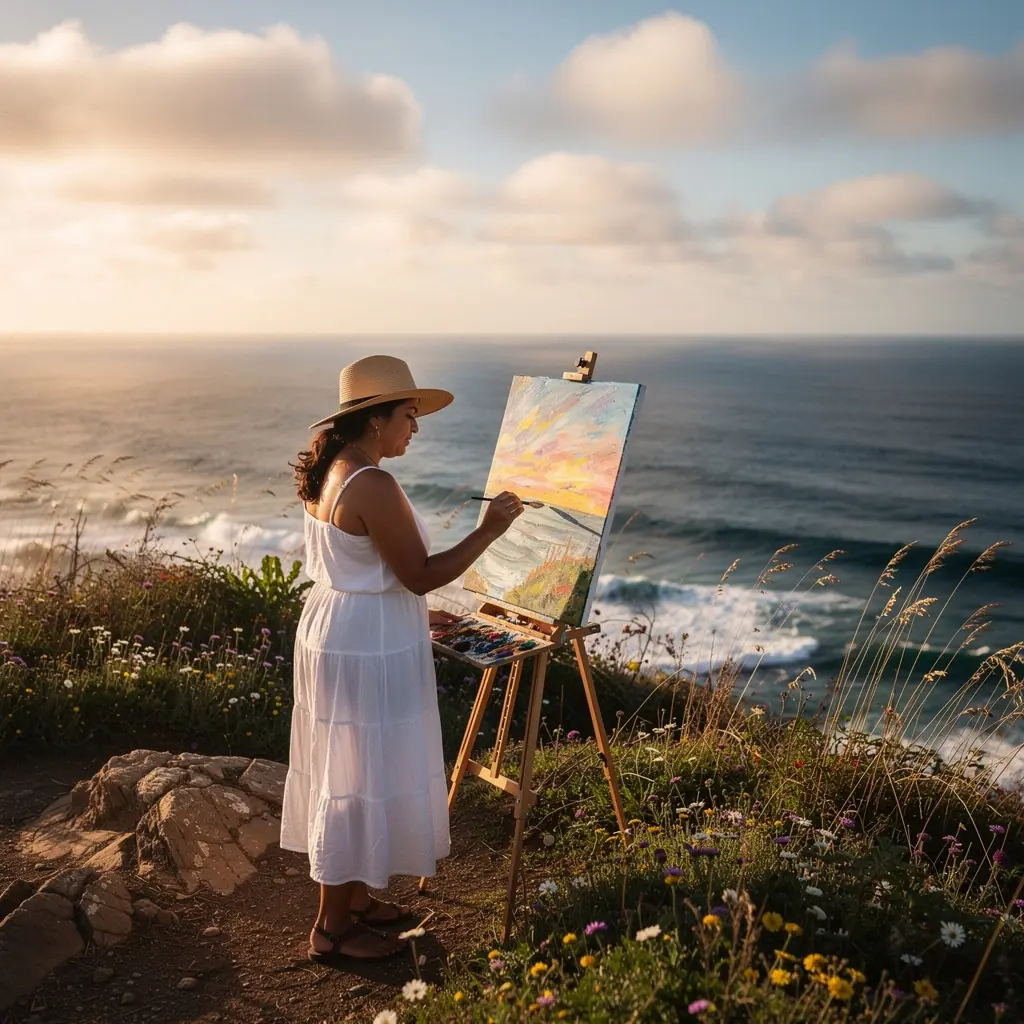 Вид на живописный утес с океаном на фоне, идеальный для путешествия вдоль Тихоокеанского шоссе.